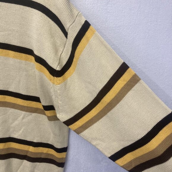 Vintage Y2K bq Oversized Sweater Mens 2XL Beige Brown Stripe Retro Baggy Acrylic - Picture 12 of 16